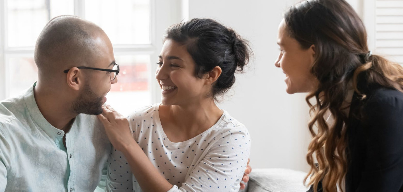 female intern interacting with clients